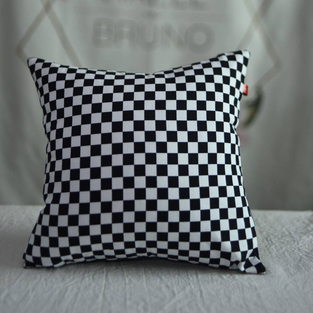 handmade checkerboard pattern sofa cushion cover contains with pillow  12x12 inch (30x30cm)