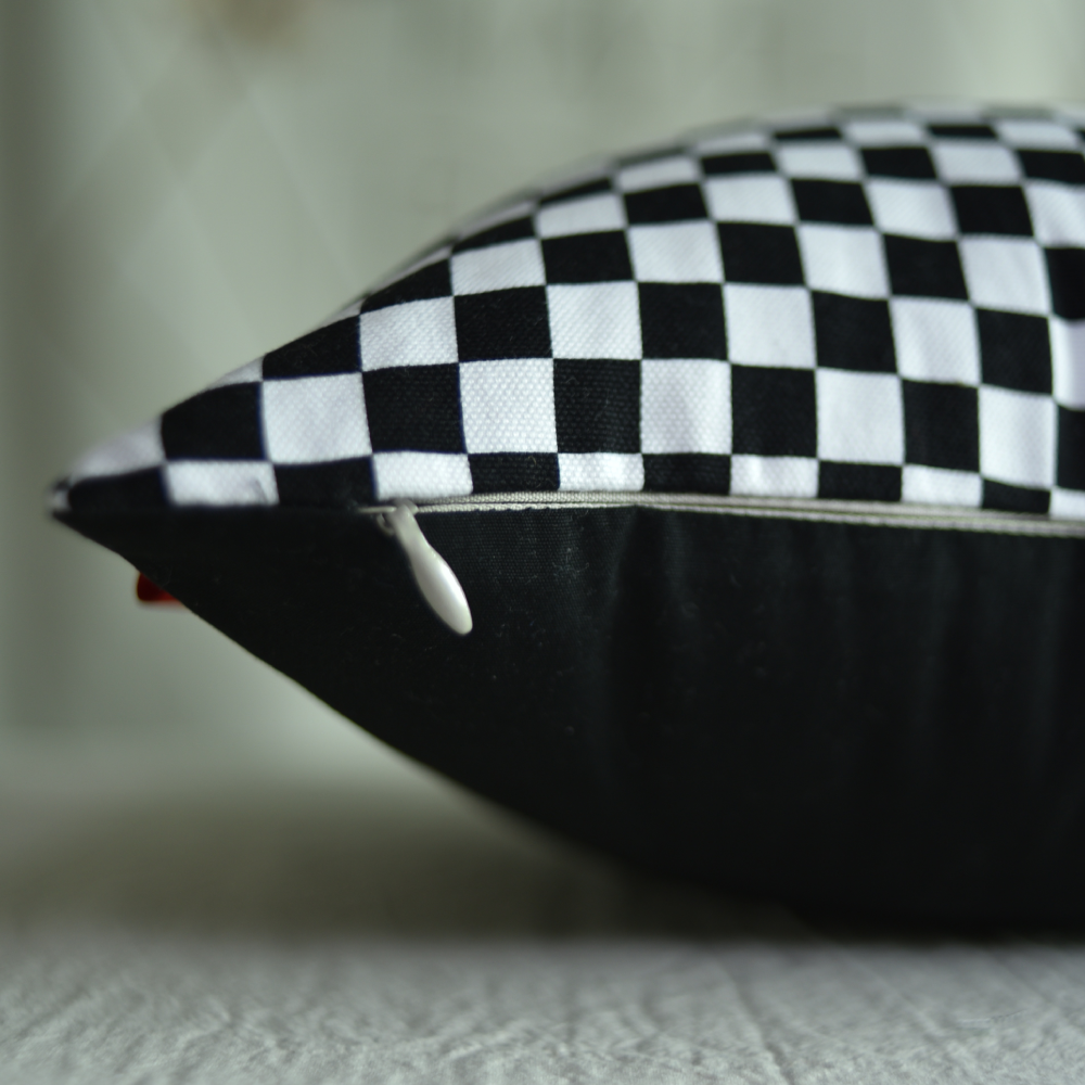 handmade checkerboard pattern sofa cushion cover contains with pillow  12x12 inch (30x30cm)