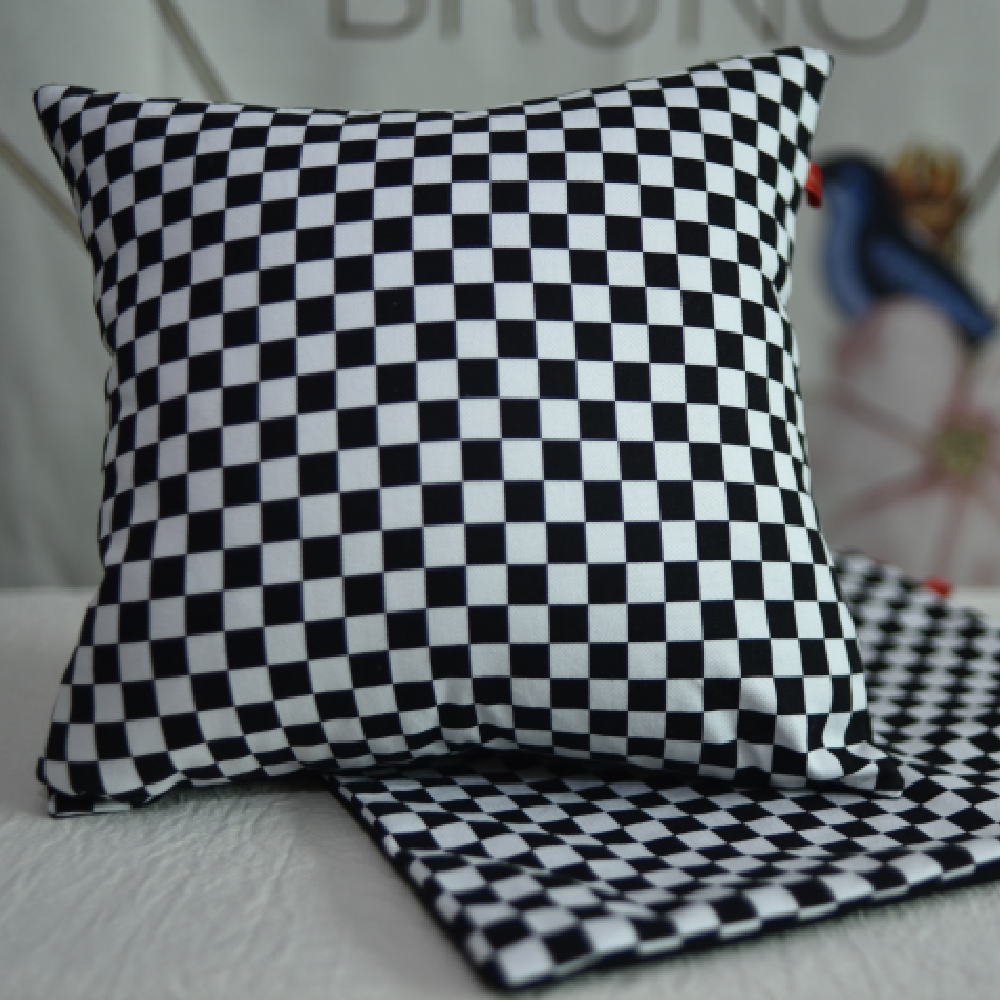 handmade checkerboard pattern sofa cushion cover contains with pillow  12x12 inch (30x30cm)