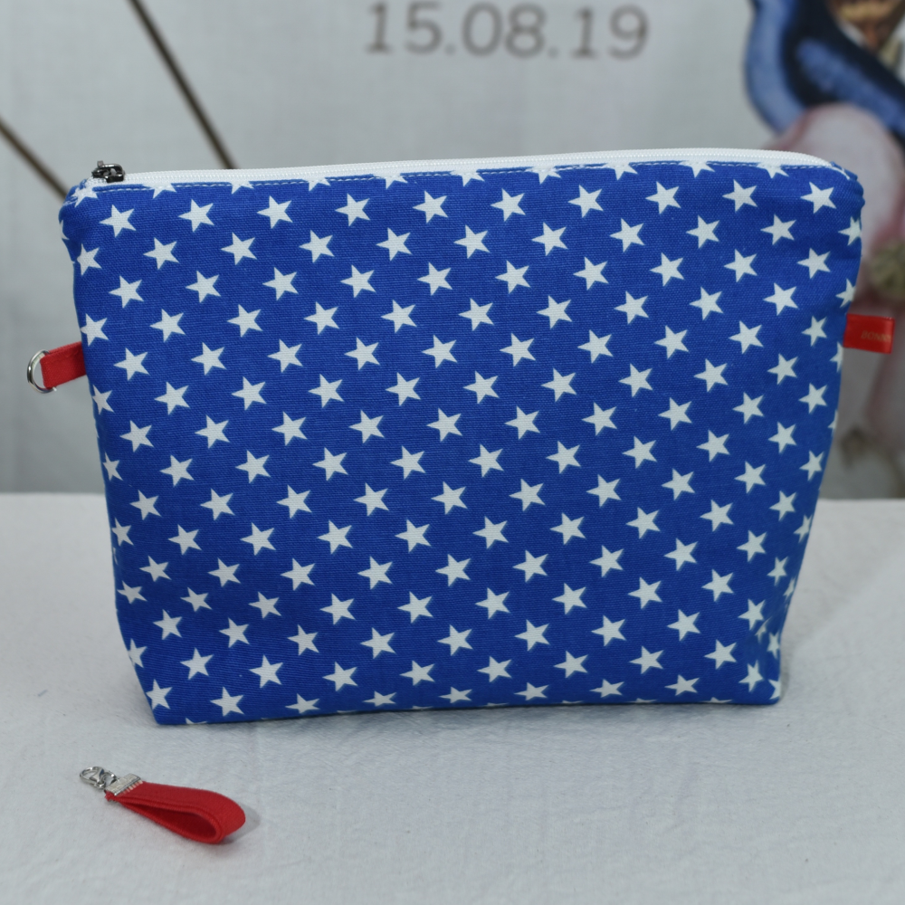 handmade bag, makeup bag, travel makeup bag, zippered pouch,  shiny star 10x7 inch (25x18cm)