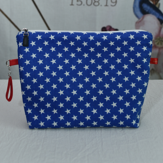 handmade bag, makeup bag, travel makeup bag, zippered pouch,  shiny star 10x7 inch (25x18cm)