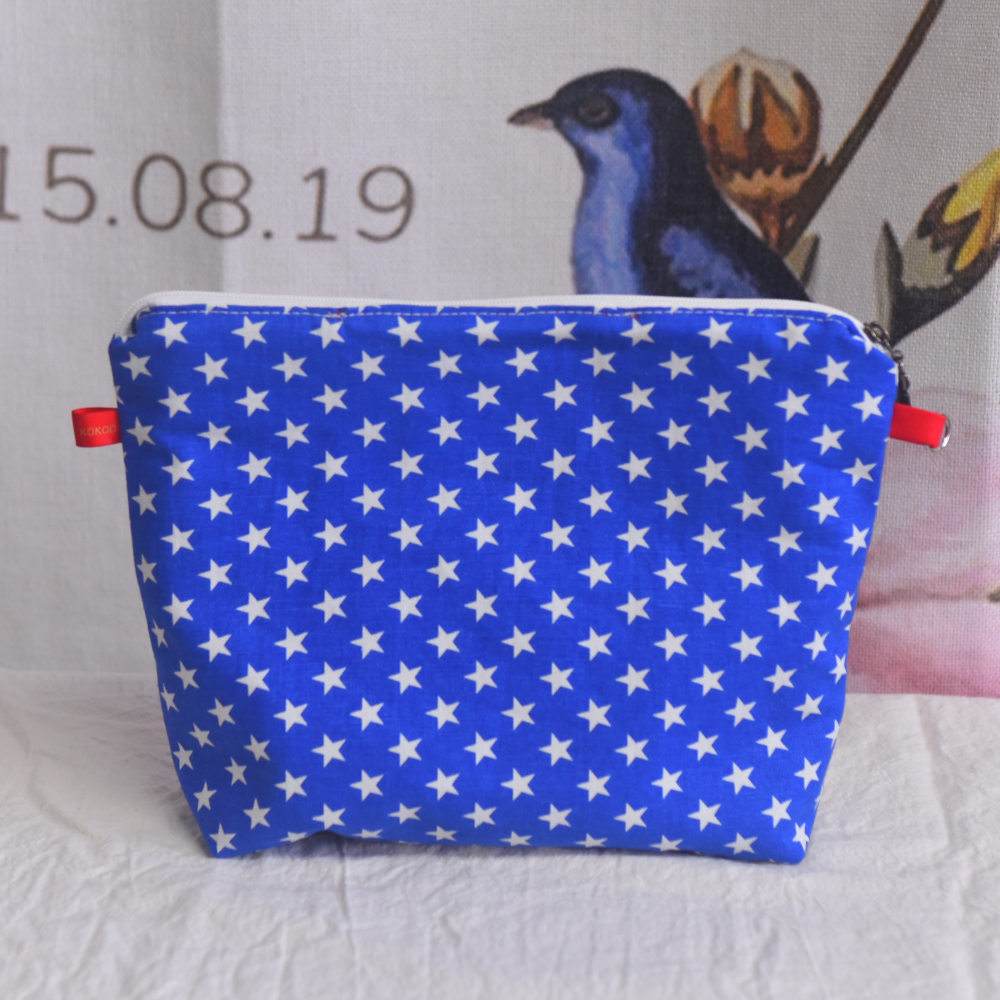 handmade bag, makeup bag, travel makeup bag, zippered pouch,  shiny star 10x7 inch (25x18cm)